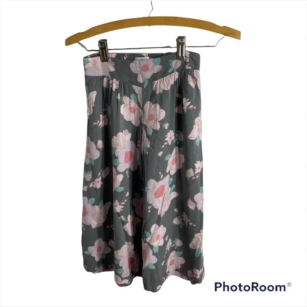 Old Navy Floral Palazzo Pants Medium Loose Gray Pink Kids Girls